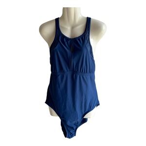 Skechers Women's One Piece Solid Blue  Mesh Swimsuit pre-owned Sz XL